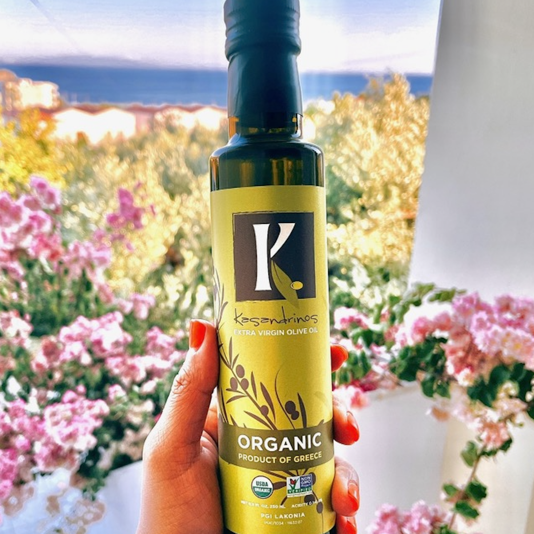 Kasandrinos Extra Virgin Olive Oil 1 Liter Glass Bottle from Greece