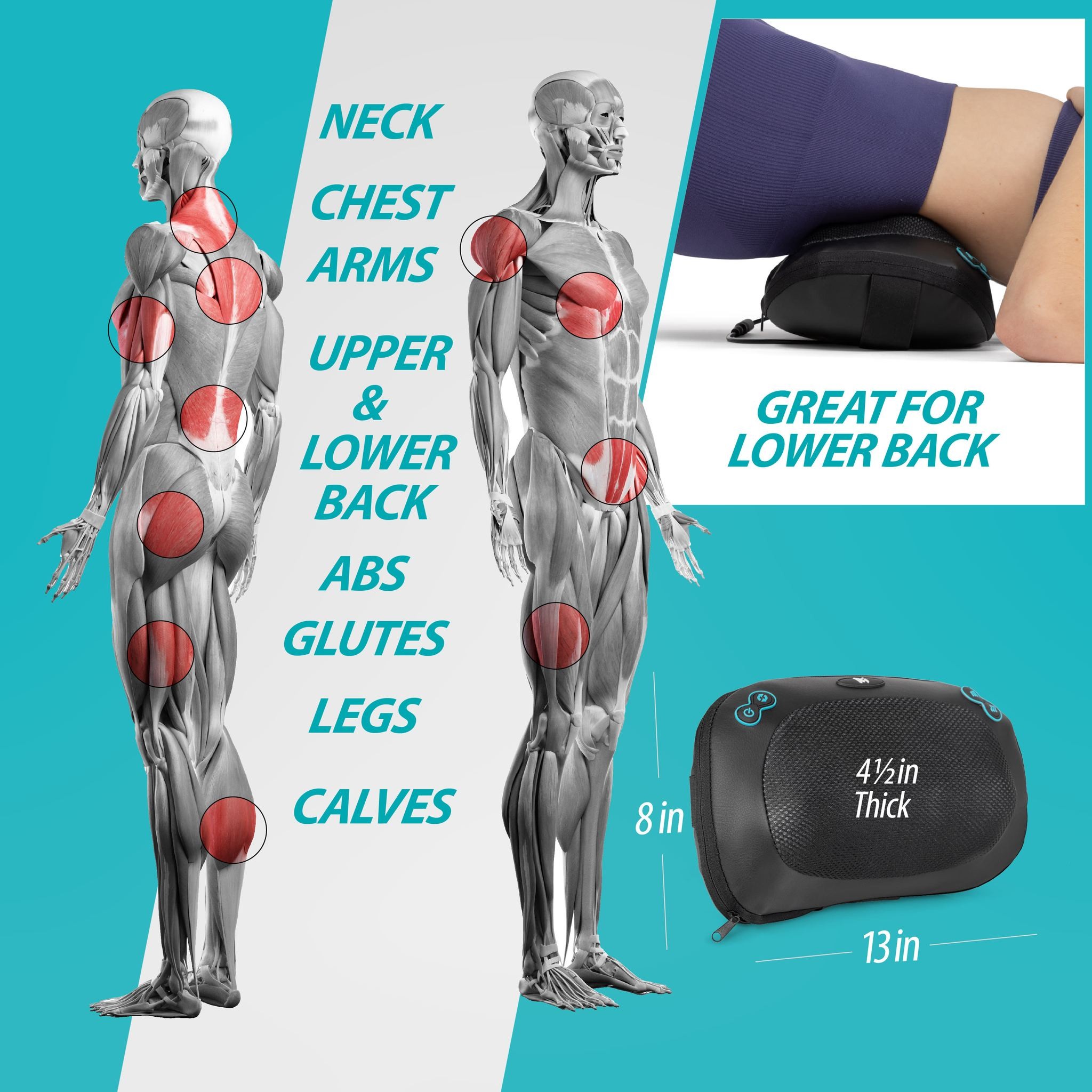 Shiatsu Back Massager with Heat: Massage Pillow for Back & Lumbar Pain  Relief 