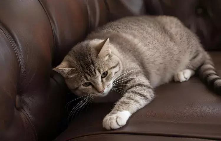 cat scratching leather