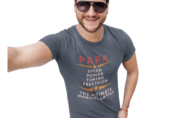 mma t shirts, ultimate martial arts papa t shirt, heather navy color t shirt, father t shirts, dad t shirt, boxing t shirt, karate t shirts, wrestling t shirt, sparring t shirt, grappling t shirt, men t shirt