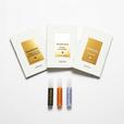 The 3 vials and 3 cards of the Starlight Discovery Set arranged on a white background