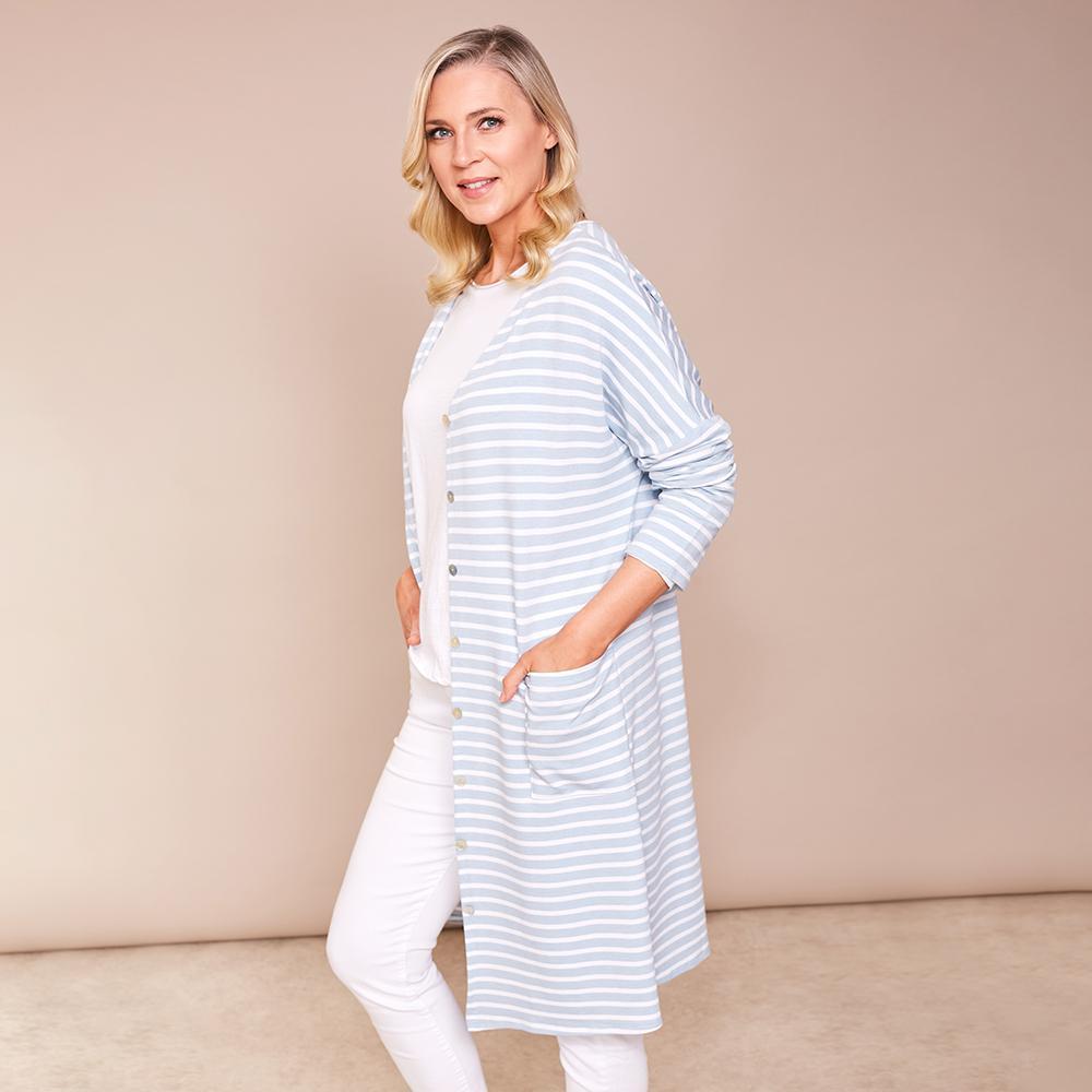 Charlotte Stripe Cardi (Sky Blue)