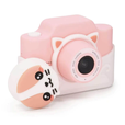 Kidamento Camera - Meowie the Cat, Model K, camera designed for kids ,ages 3 to 9, large HD touchscreen, selfie camera, rear lens cap, soft silicone case, durable, lanyard doubles as a charging cable, travel toys, digital camera for kids, stickers, real photographs, best gifts for children, rechargable battery, The Montessori Room, Toronto, Ontario, Canada.