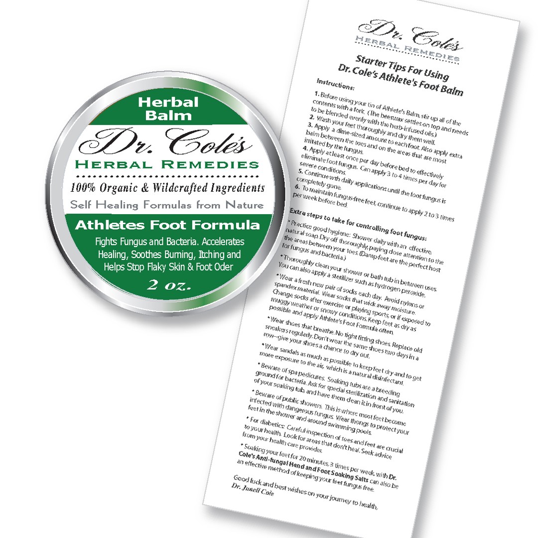 Inside the package of Dr. Coles Athlete's Foot Balm.