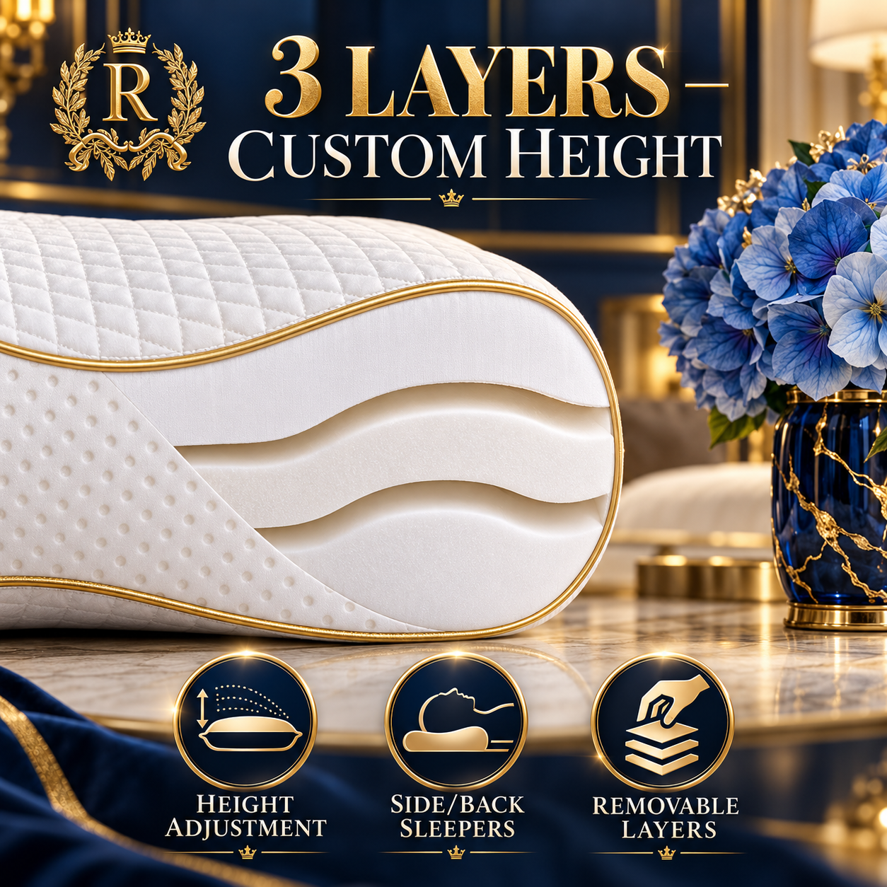 Royal Therapy 3-Layer Travel Memory Foam Pillow