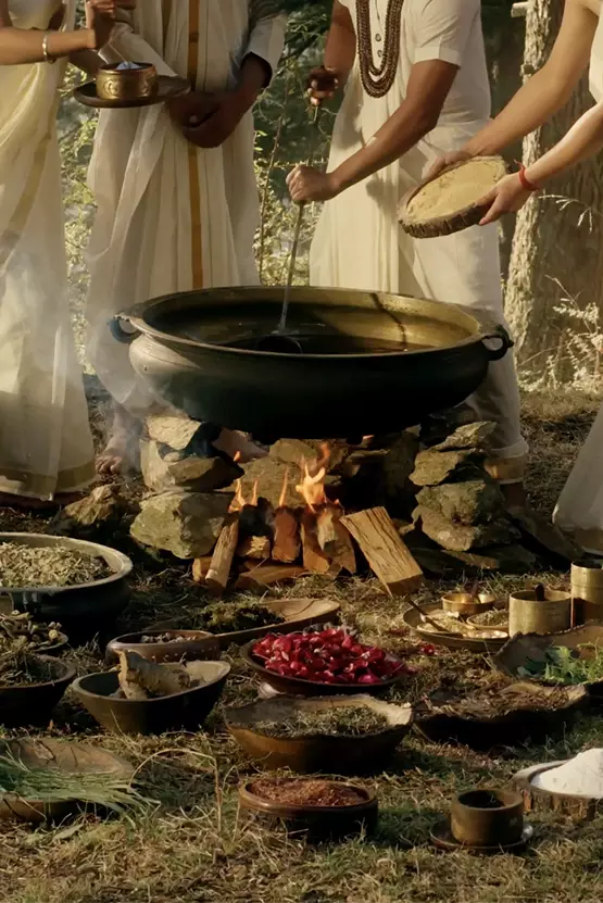 A scene with authentic method of preparation of ayurvedic oils 1