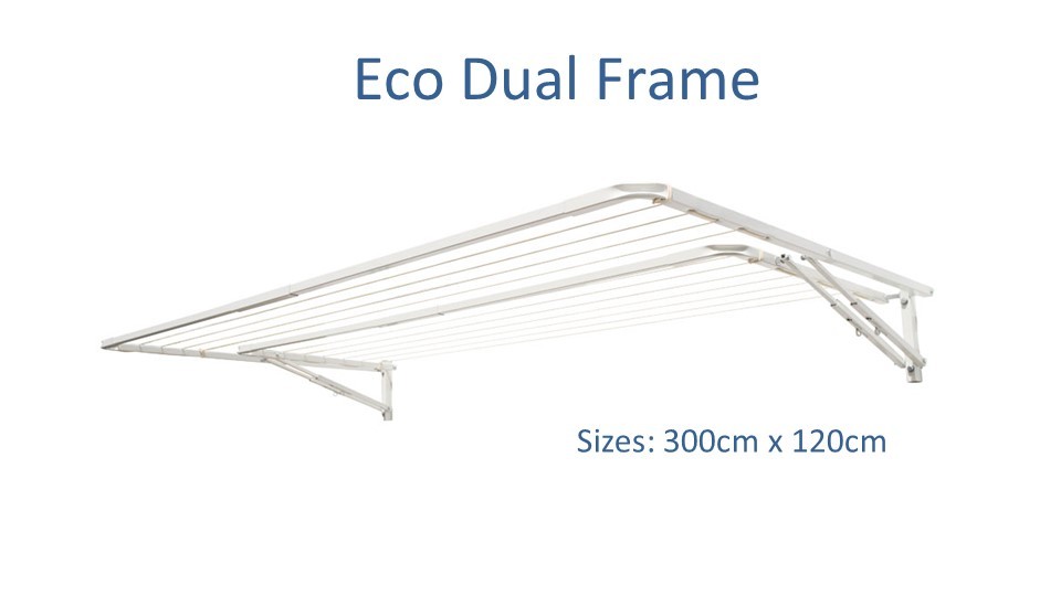 eco dual frame 280cm wide front view and standard dimensions