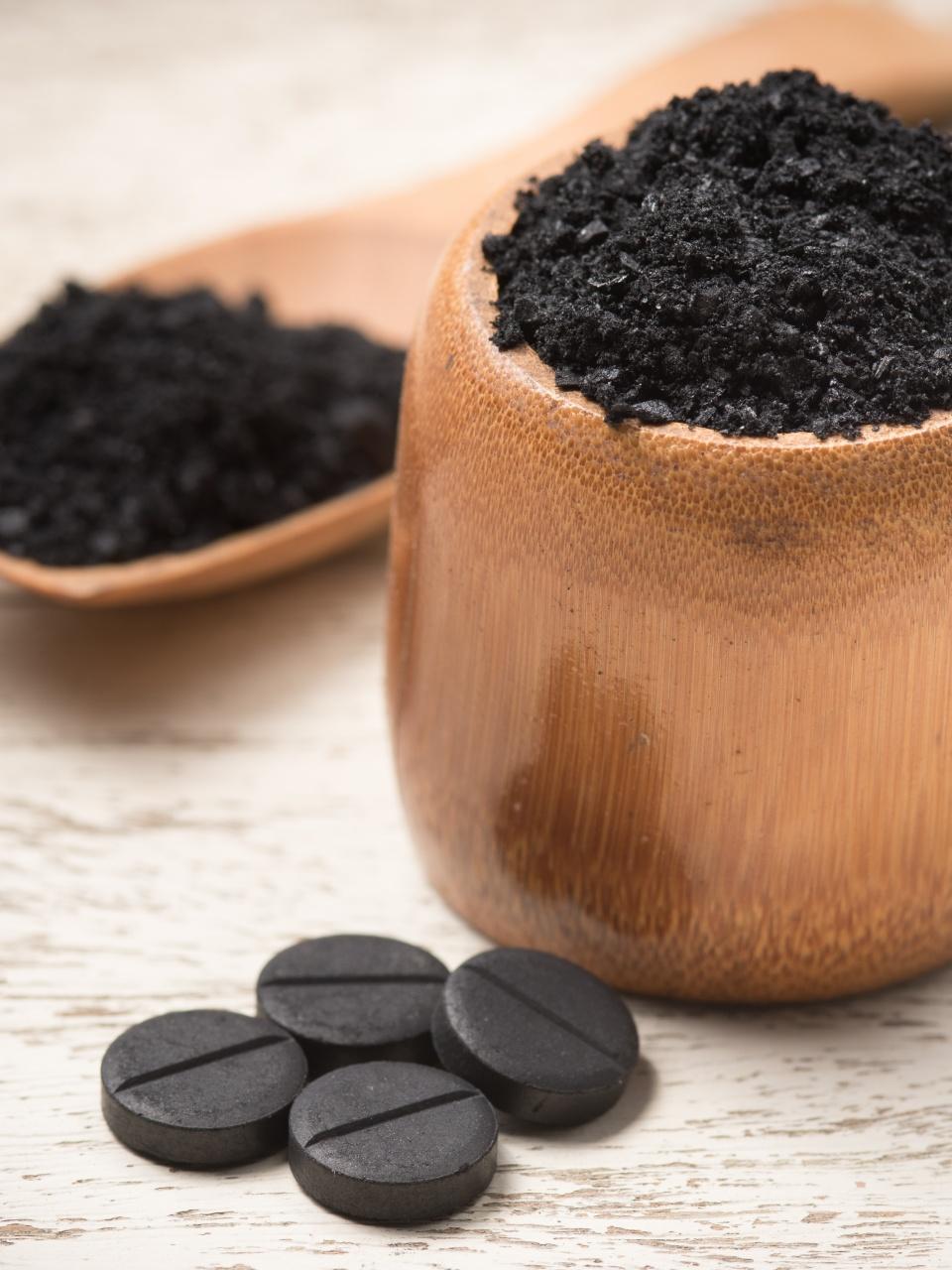 Activated carbon on white