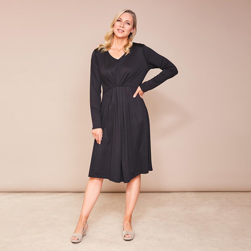 Karla V Neck Dress(Black)