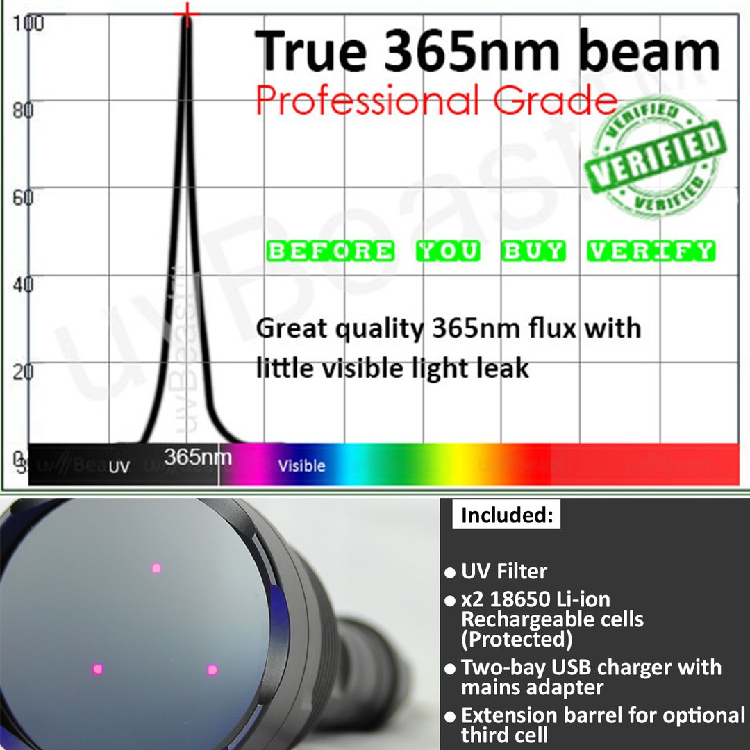Uvbeast V3 365nm Black Light UV Flashlight High Def UltraViolet Rechargeable for sale online 
