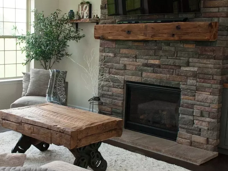 rustic live edge wood mantel