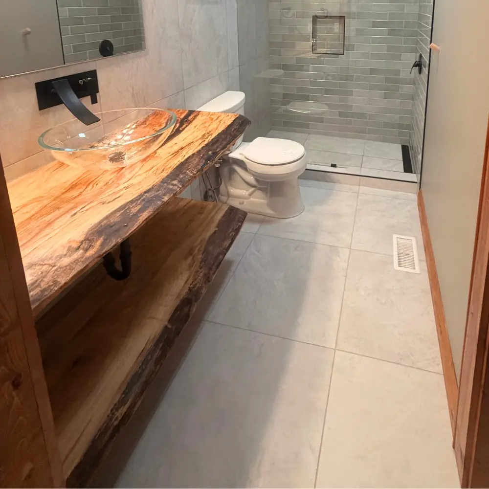 Bathroom Vanity, 2-tier live edge maple