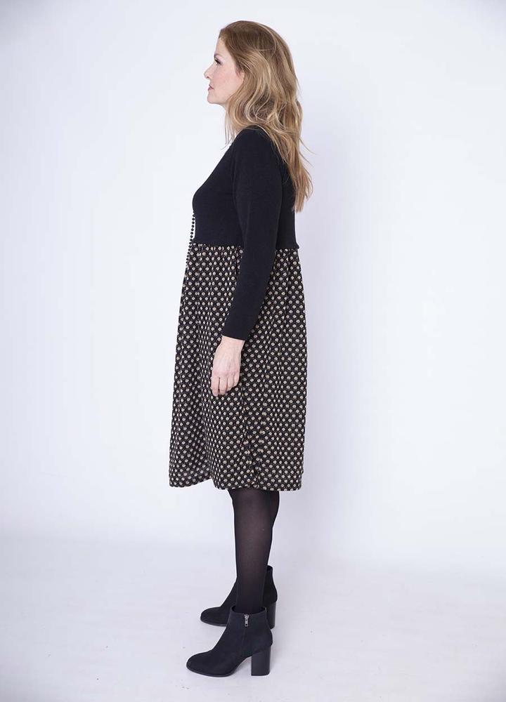 Polka Dot Jersey Dress & Necklace in Gold