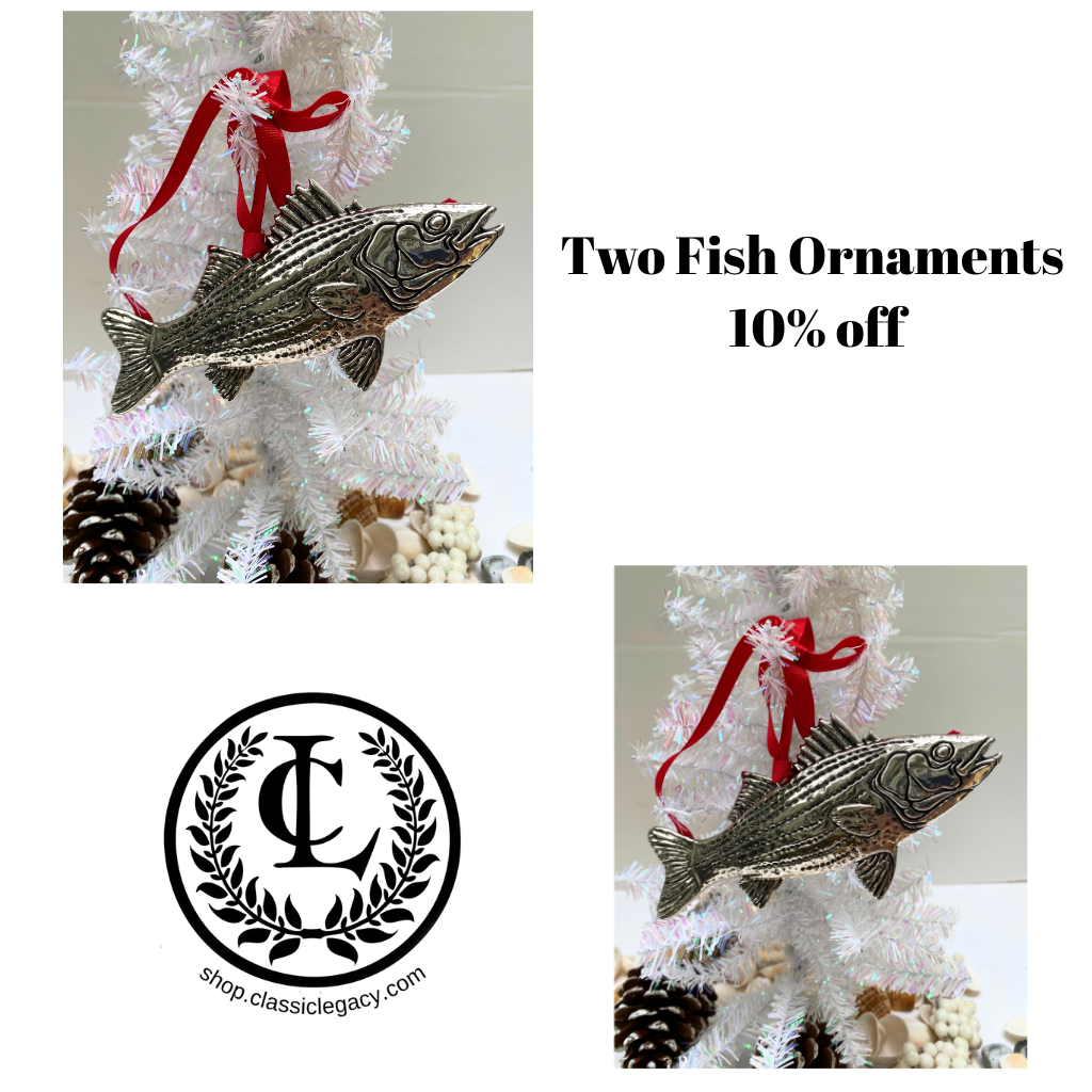 Silver Fish Christmas Ornament, Handmade, Fisherman Christmas Gift