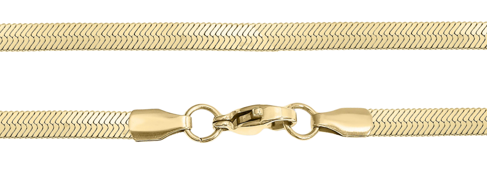 Stainless Steel Herringbone Chain Necklace - Gold