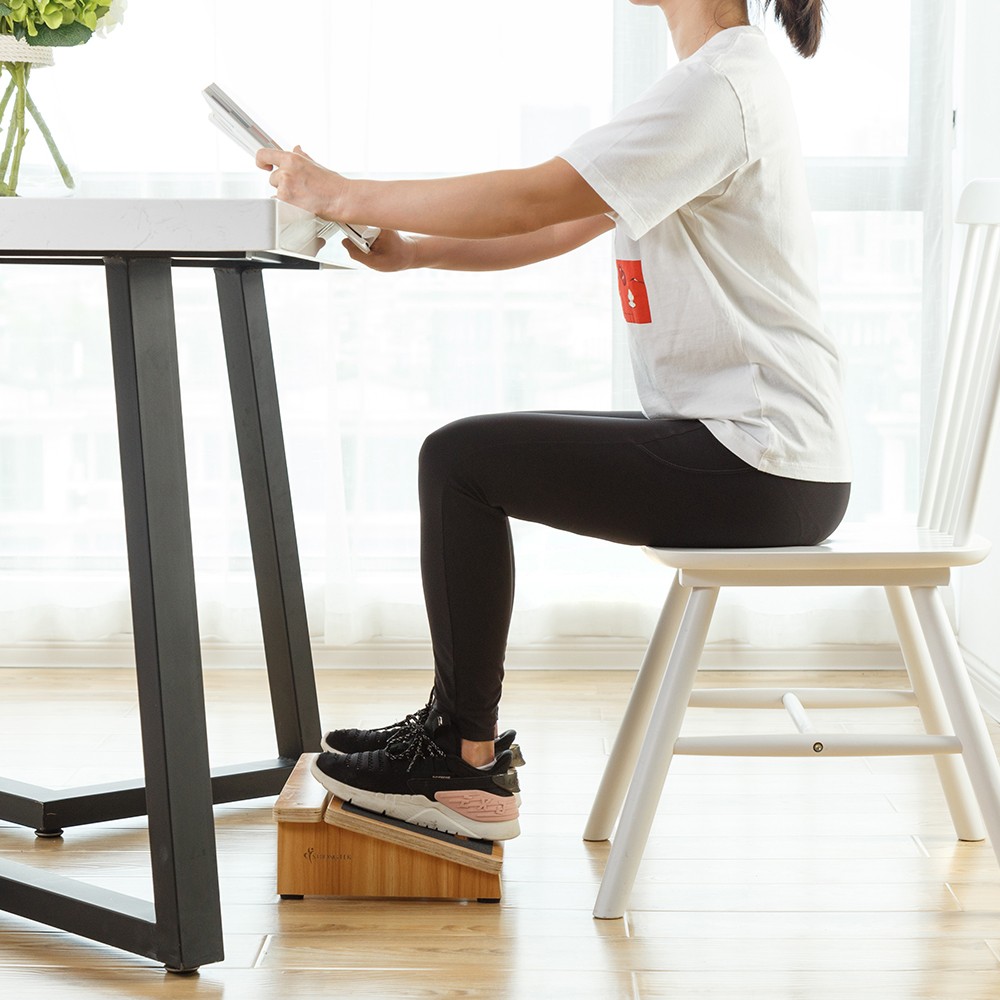 StrongTek Wood Ergonomic Footrest - 4-Angle Adjustable Foot Stool for Desk,  Office Footrest, Anti-Slip Foot Stand for Under Desk, Enhances Posture
