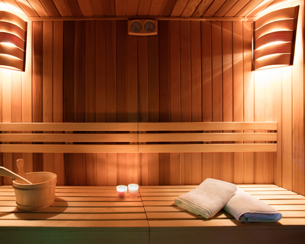 A man Relaxing inside Infrared Sauna