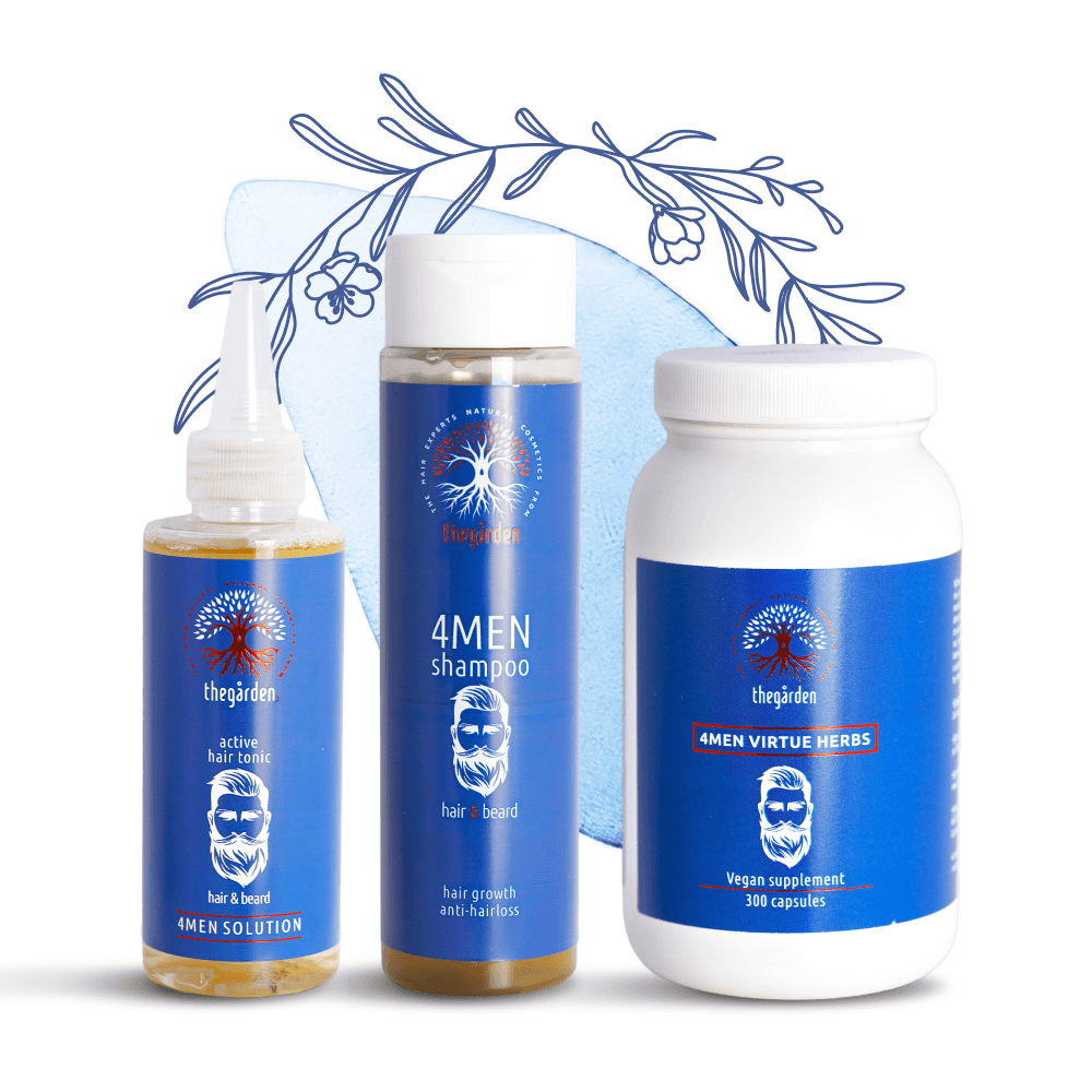 Zvýhodnený 4MEN Herbs Trio balíček -vlasové tonikum, šampón a bylinná zmes pre pánov
