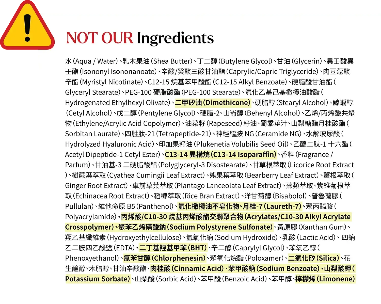 Ingredients of a top selling neck firming cream on the market. Not the ingredients of Firm-Focus Neck Mask