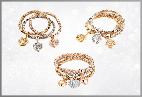 Cube Charms Silver Metal Bracelet