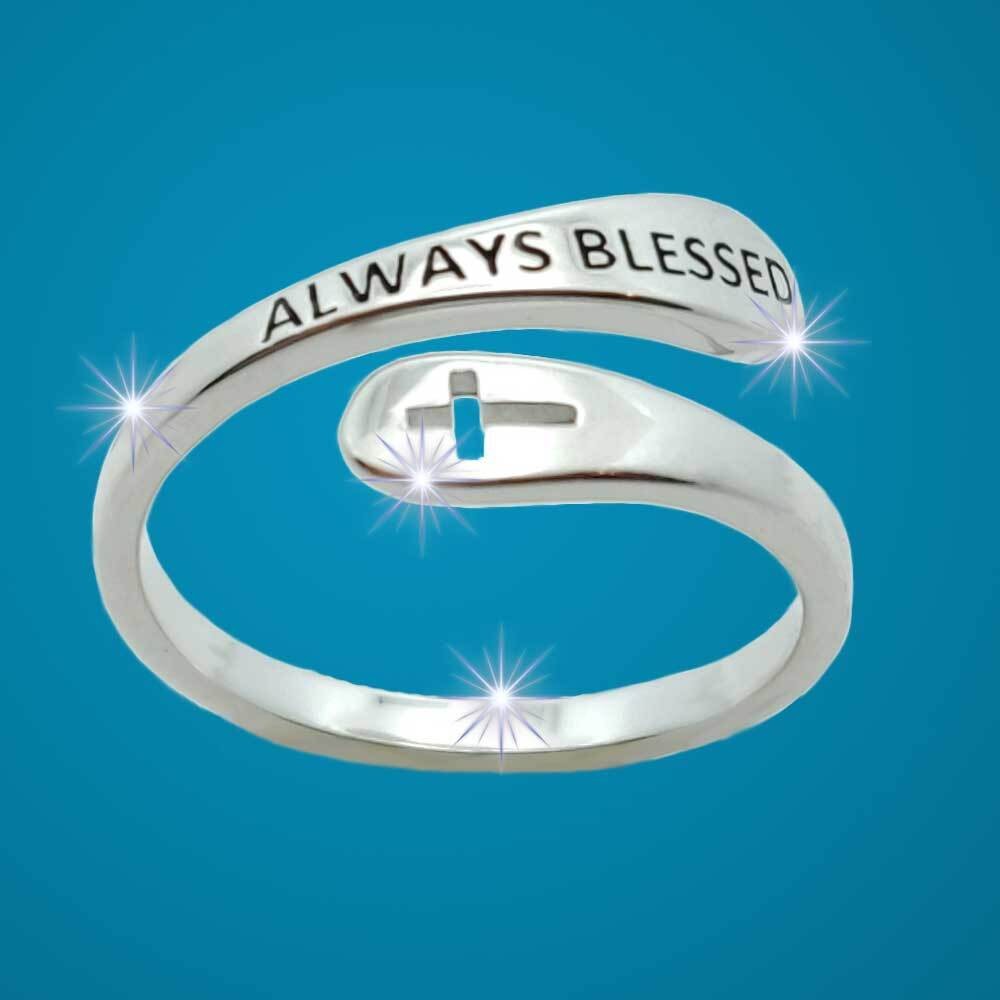 pakket Zijdelings Ten einde raad Always Blessed" Sterling Silver Cross Ring - One Size Fit's All