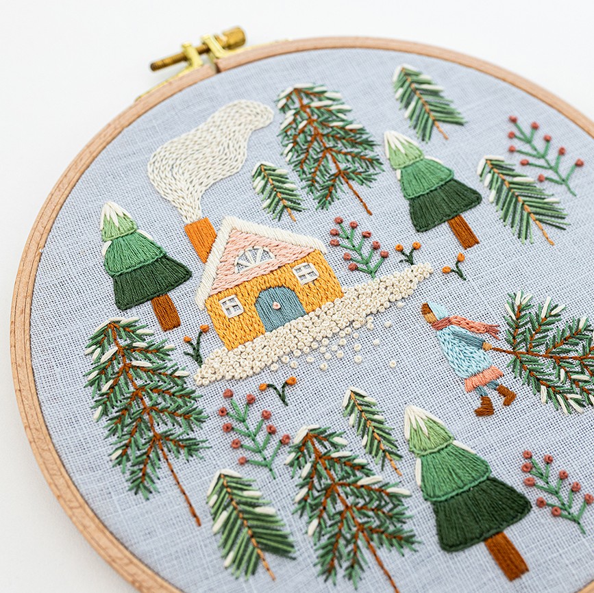 This is an image of the Winter Wonderland Pattern Modern Embroidery Pattern, available for purchase from the Clever Poppy Shop.