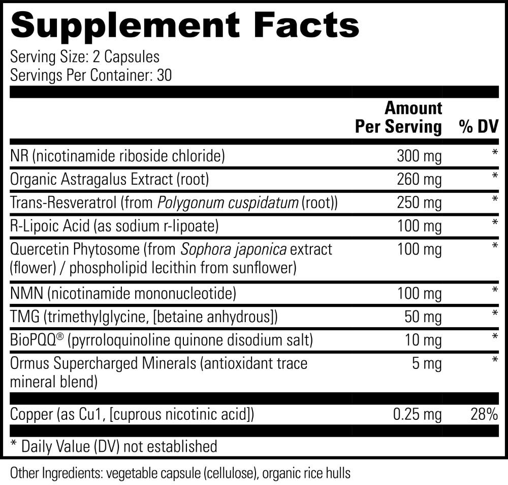 Global Healing Ultimate Cellular Health Supplement Facts