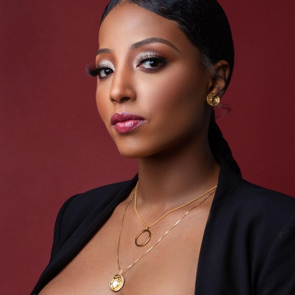 Model Wearing Yenaé Double Layered Necklace Jewelry