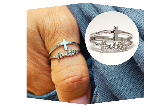 Faith Layered Sterling Silver Cross Ring