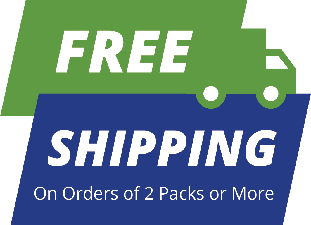 Free shipping on orders of two packs or more
