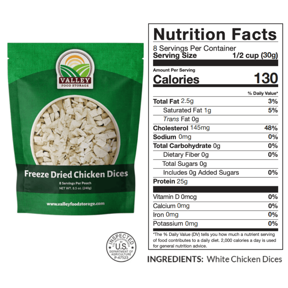 Freeze Dried Chicken Dices Nutrition Facts