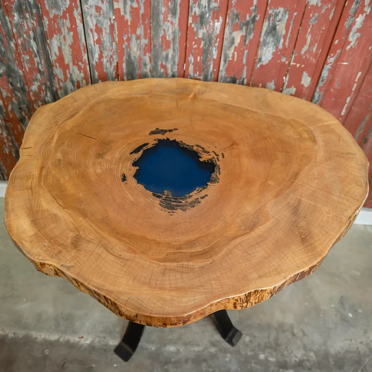 blue epoxy resin pond cafe table
