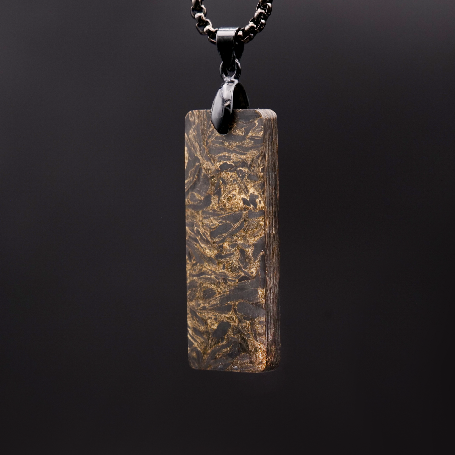 Gold Burl Carbon Fiber Bar Pendant.