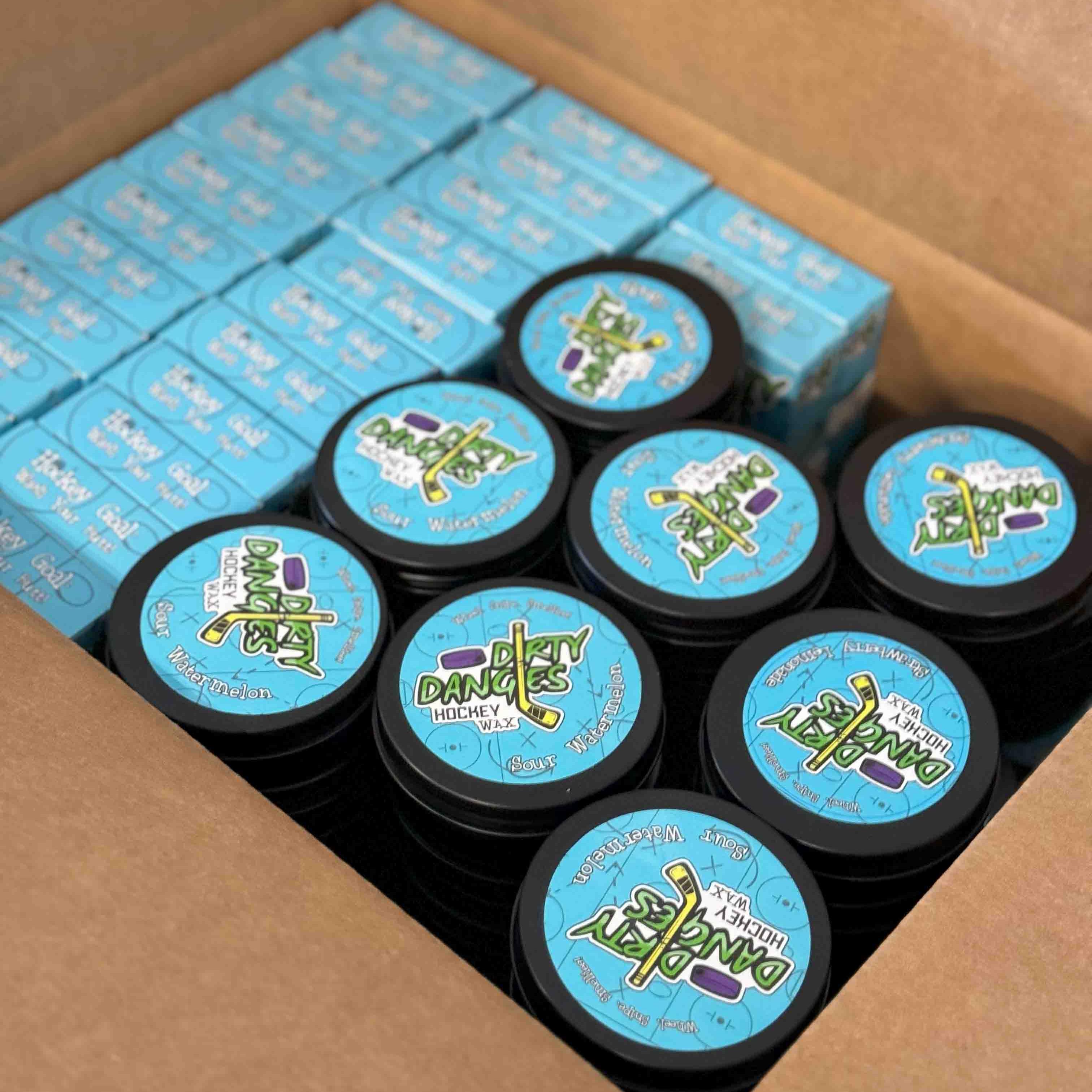 dirty dangles hockey soap bars and stick wax team order in a box ready to ship