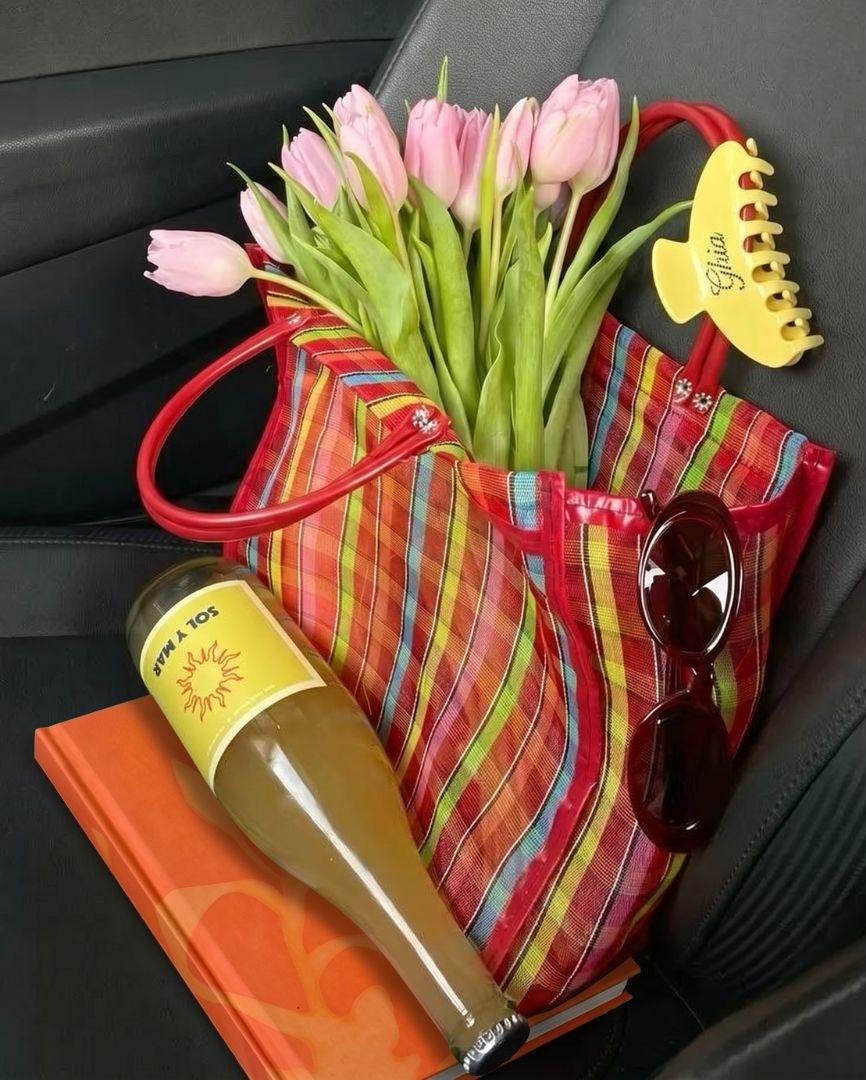 journal with wine and flowers