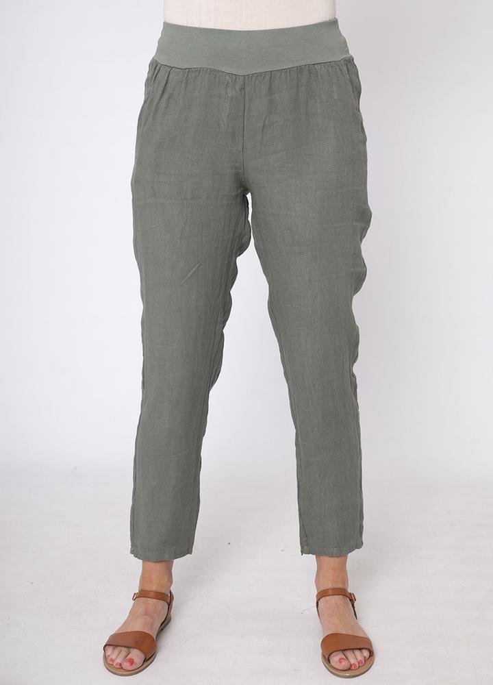 Stretch Waist Linen Trouser