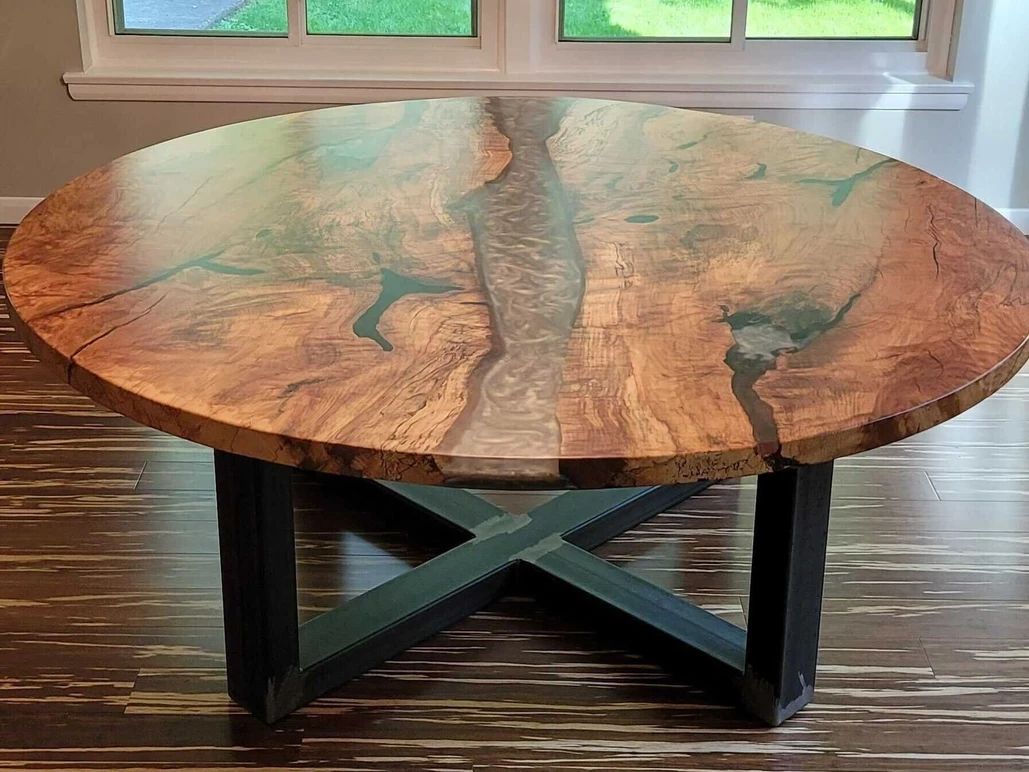 live edge table with twisted knuckle base