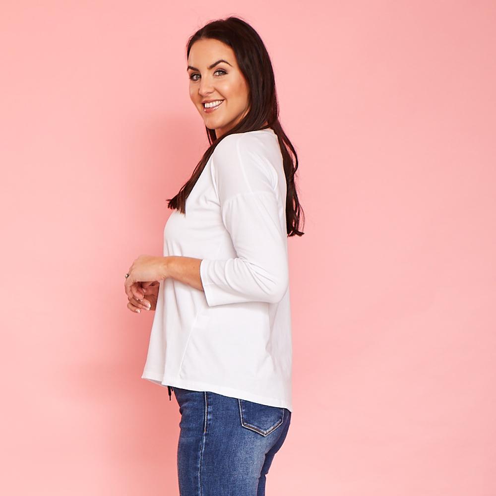 Riley Crew Neck Top (White)