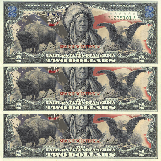 3 Black Eagle $2 Bills