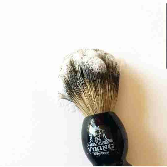 Lather on Viking beard brand badger brush