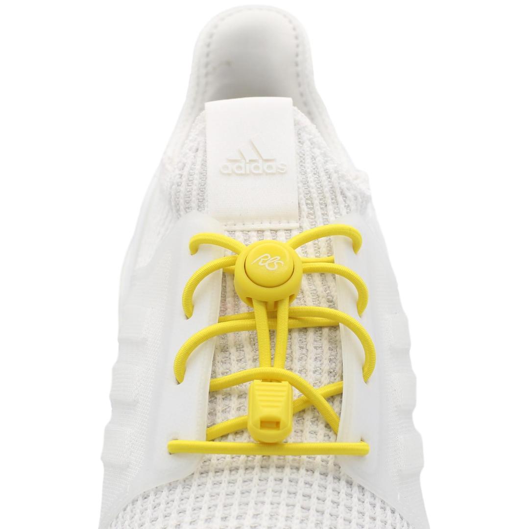 Yellow no tie elastic triathlon shoe laces