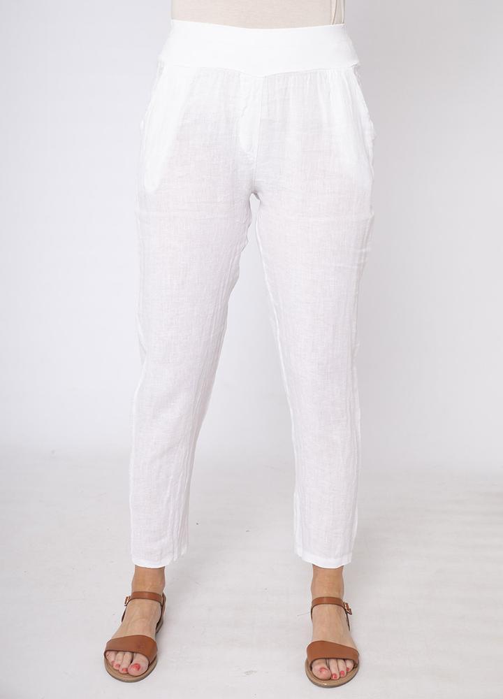 Stretch Waist Linen Trouser