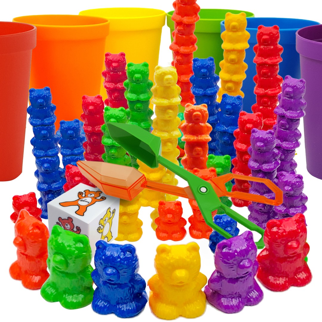 Skoolzy Rainbow Counting Bears Matching Sorting Cups Bear Counters 71 Pc Set 