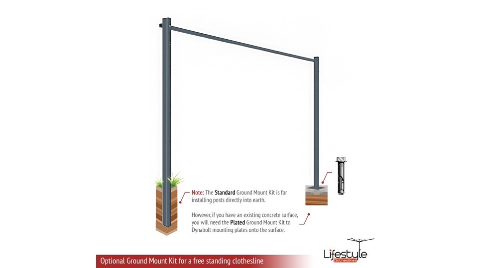 300cm clothesline ground mounting options