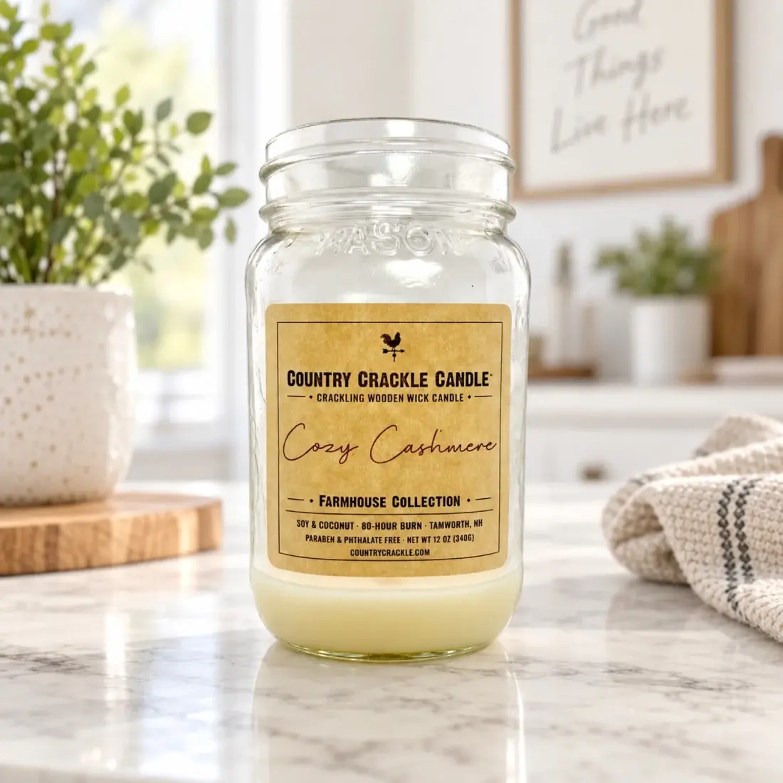 Country Crackle Candle large jar cleaner burning no soot