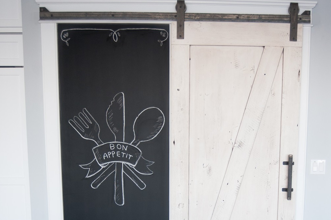 farmhouse white kitchen barn door