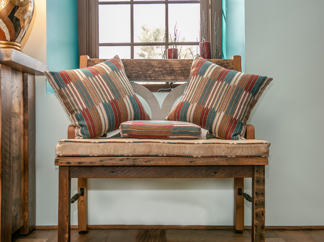 custom wood upholstered bench