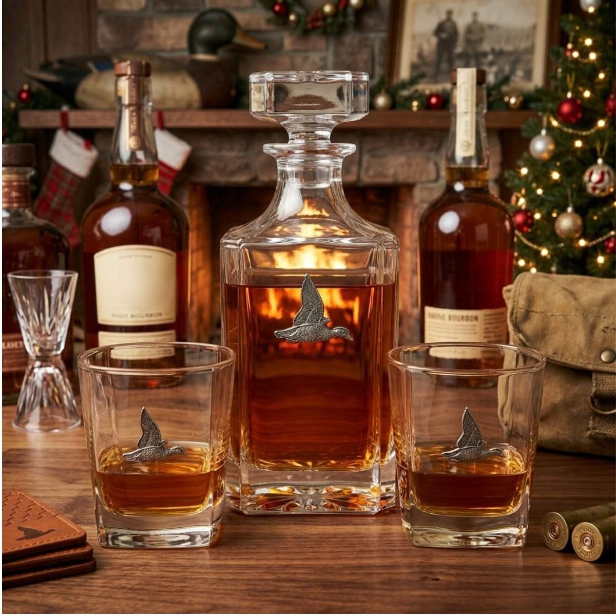 Silver Duck Decanter Set Christmas Gift