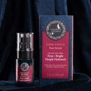 Firm-Focus face Serum placed on a dark colored cloth