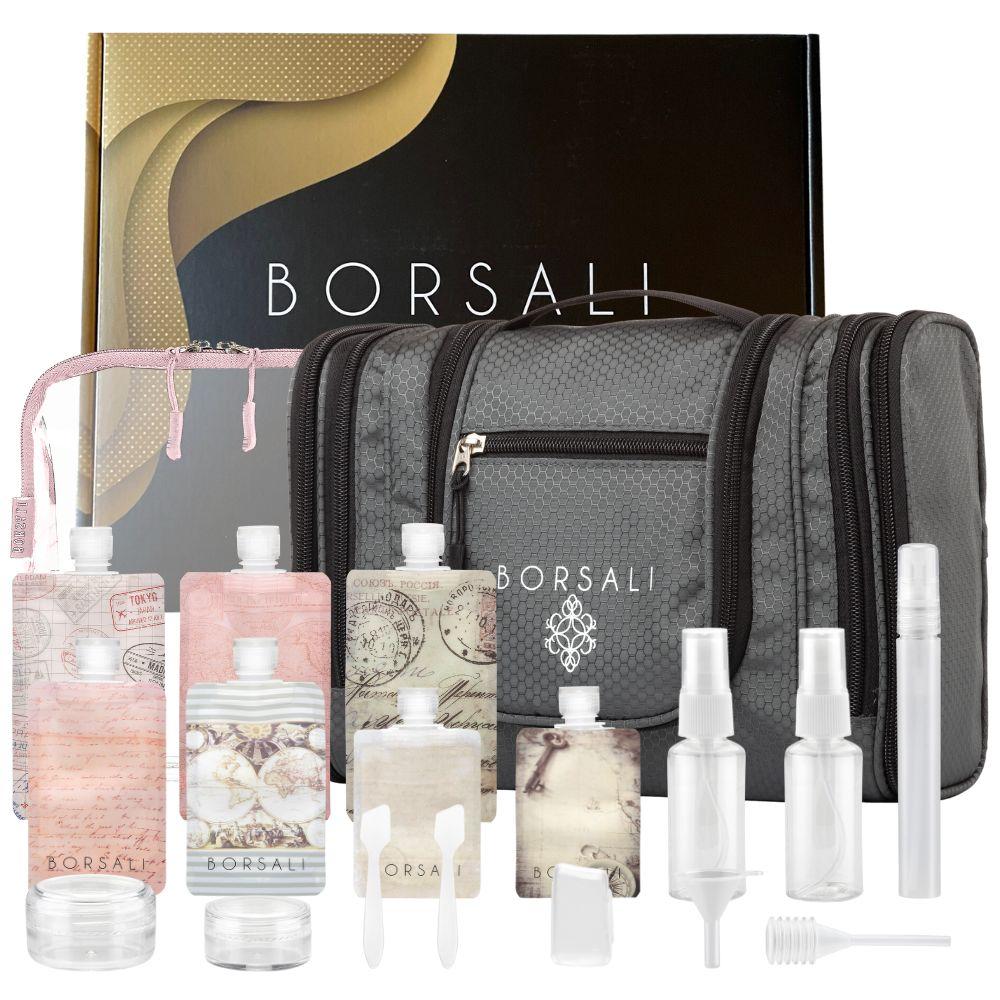 hanging toiletry bag for women with bottles and tsa approved bag